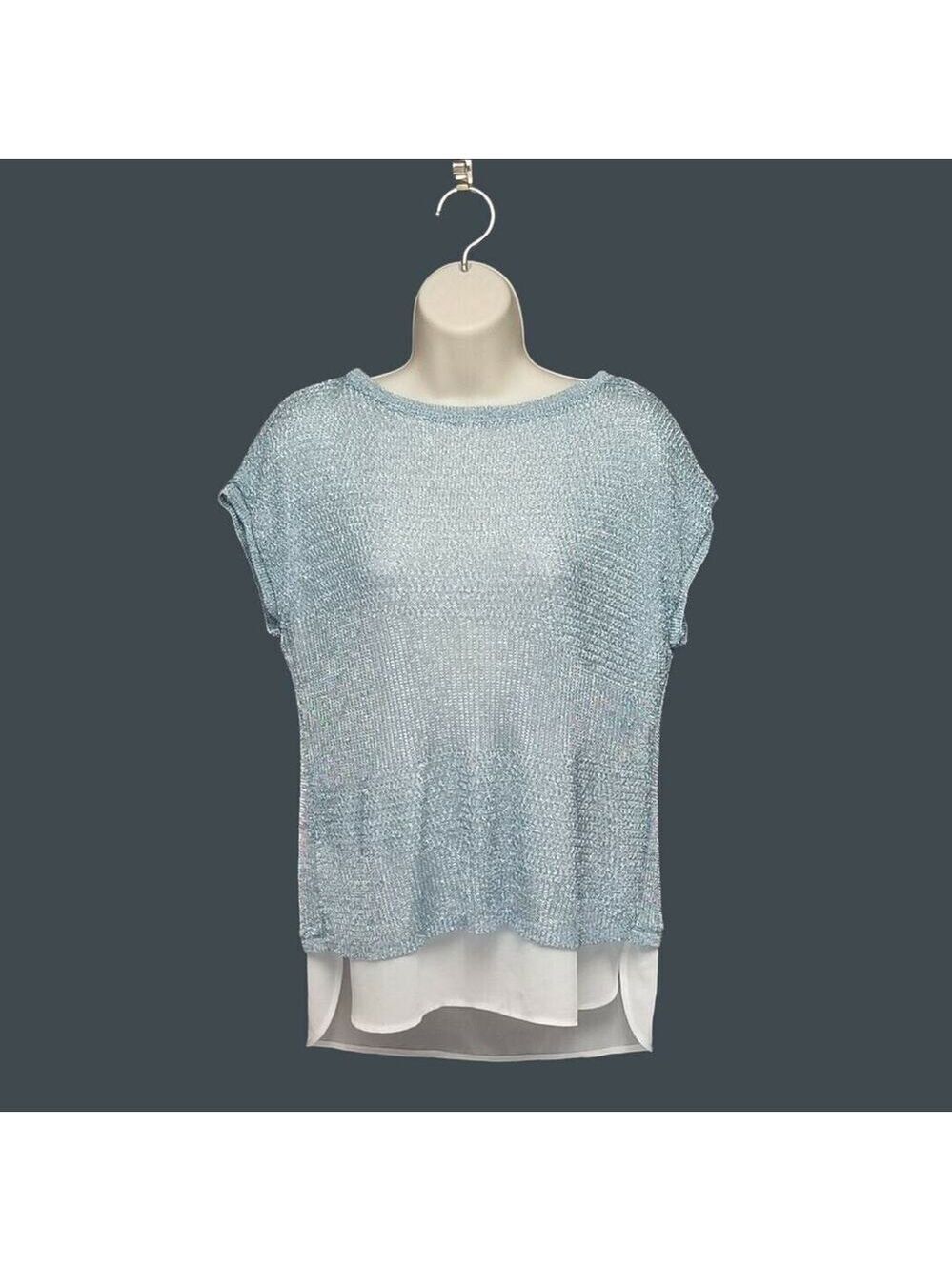 Chico'sâBlue Knit Double Layer Cap Sleeve Tank Top Size 0